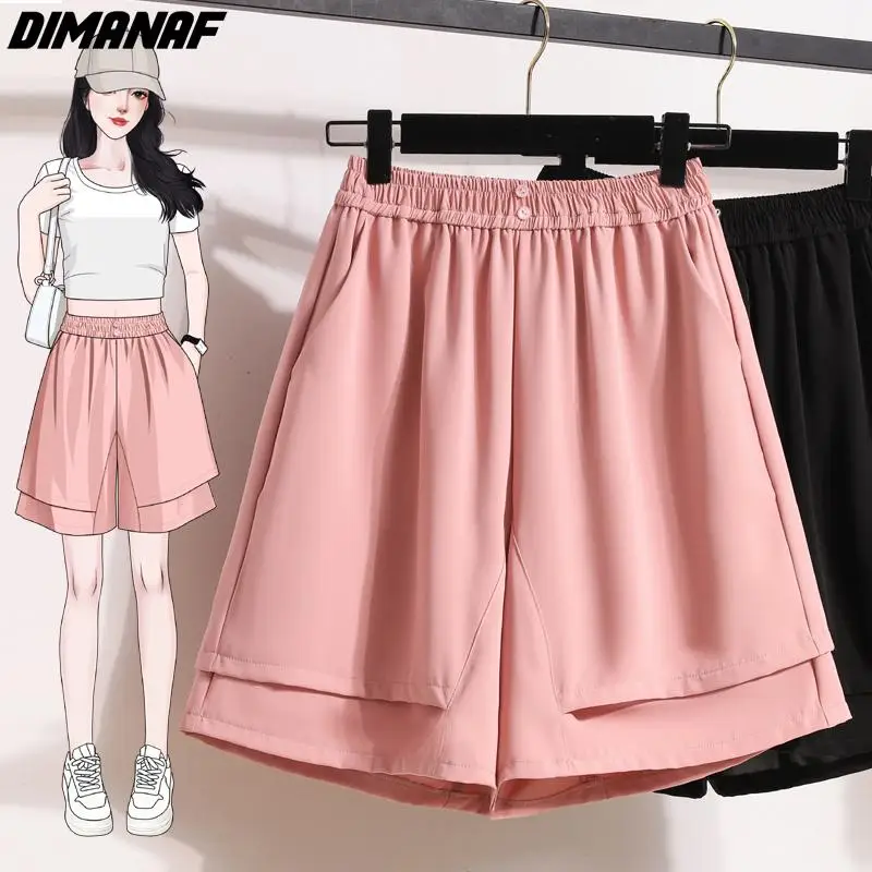 Dimanaf 2024 Plus Size Women Summer Pants Fashion Wide Leg Pants High Waist Shorts Loose Casual Basic Short Pants