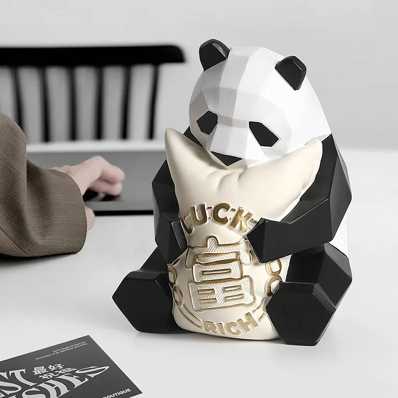 

Creative cute panda ornament office desktop living room wine cabinet entrance home decoration