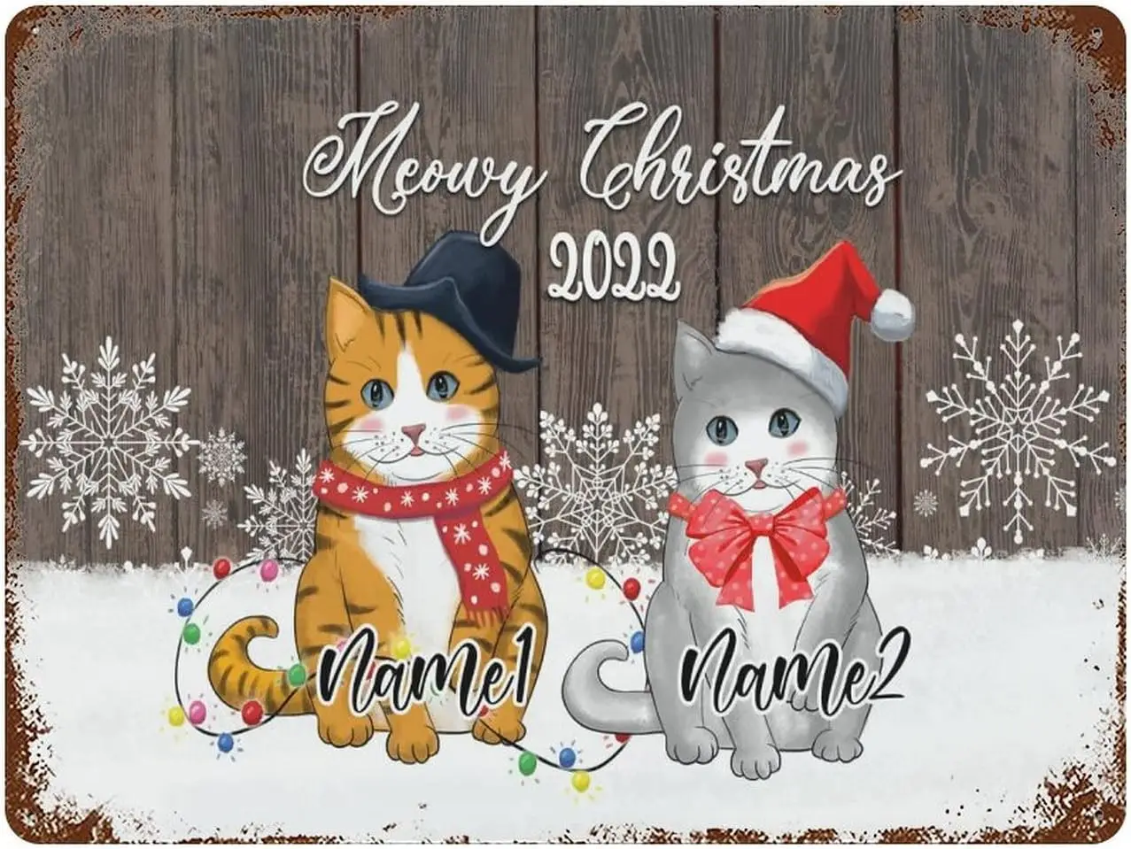 Meowy Christmas Cat Metal Tin Sign for Cat Lover Vintage Metal Tin Sign Metal Signs Customized Outdoor Kitchen Metal Tin Sign Wa