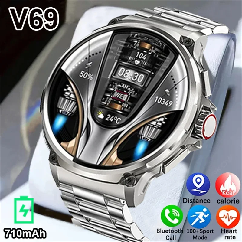 

2024 New V69 smart watch for men and women Bluetooth Talk waterproof sports watch fitness tracker DIY dial for Xiaomi Huawei IOS