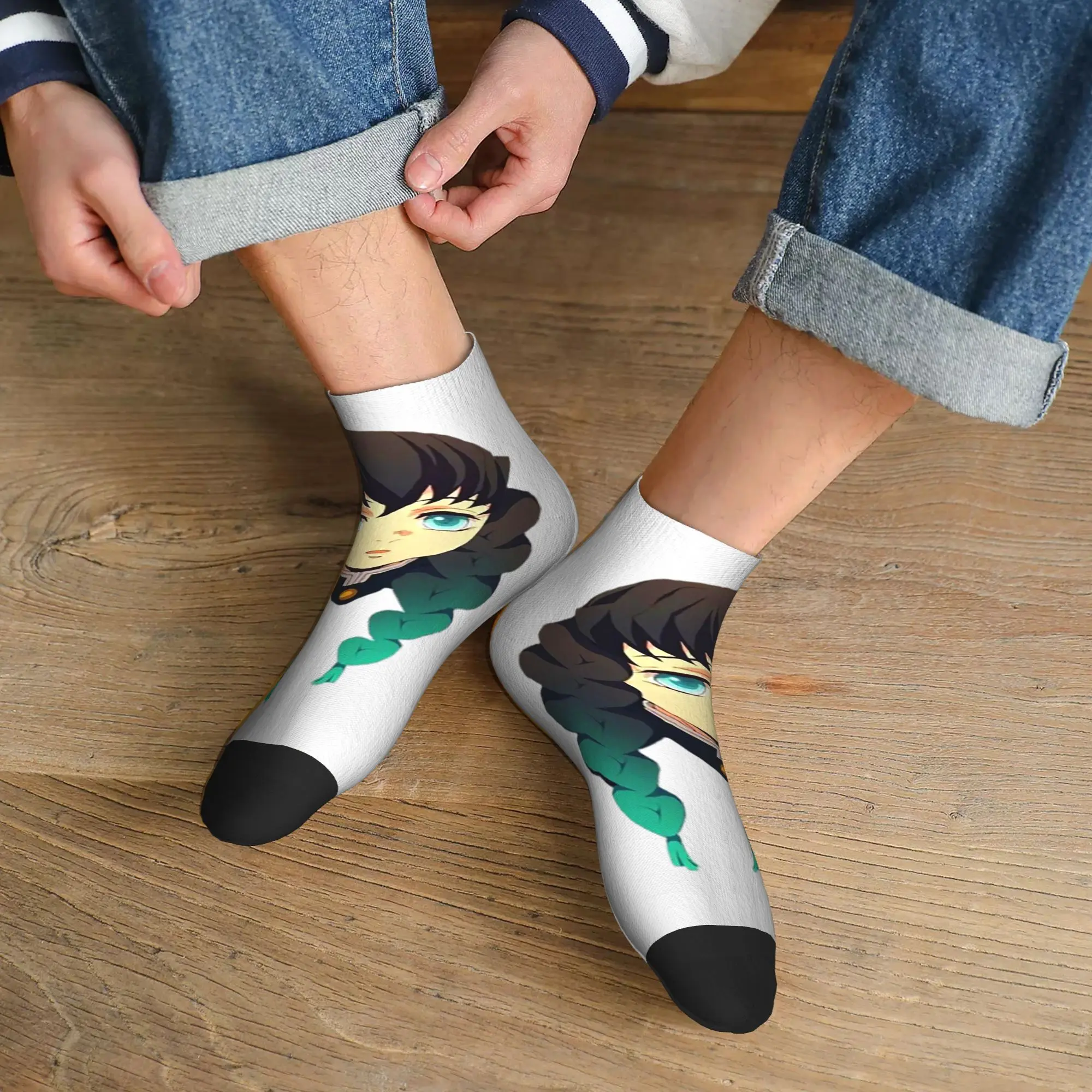 

Всесезонные носки Muichiro Tokito, Harajuku, высококачественные спортивные носки средней длины, мягкие модные чулки для мужчин и женщин, подарки