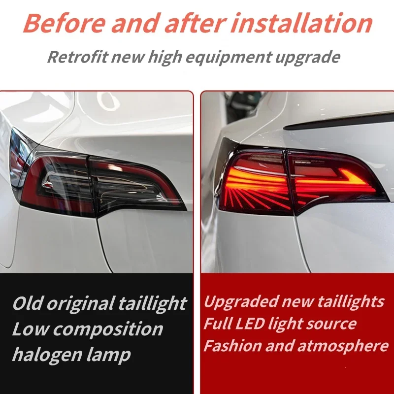 1 pair of modified LED taillights for 2017-2023 Tesla Model 3 Y taillight assembly with sequential turn signal assembly