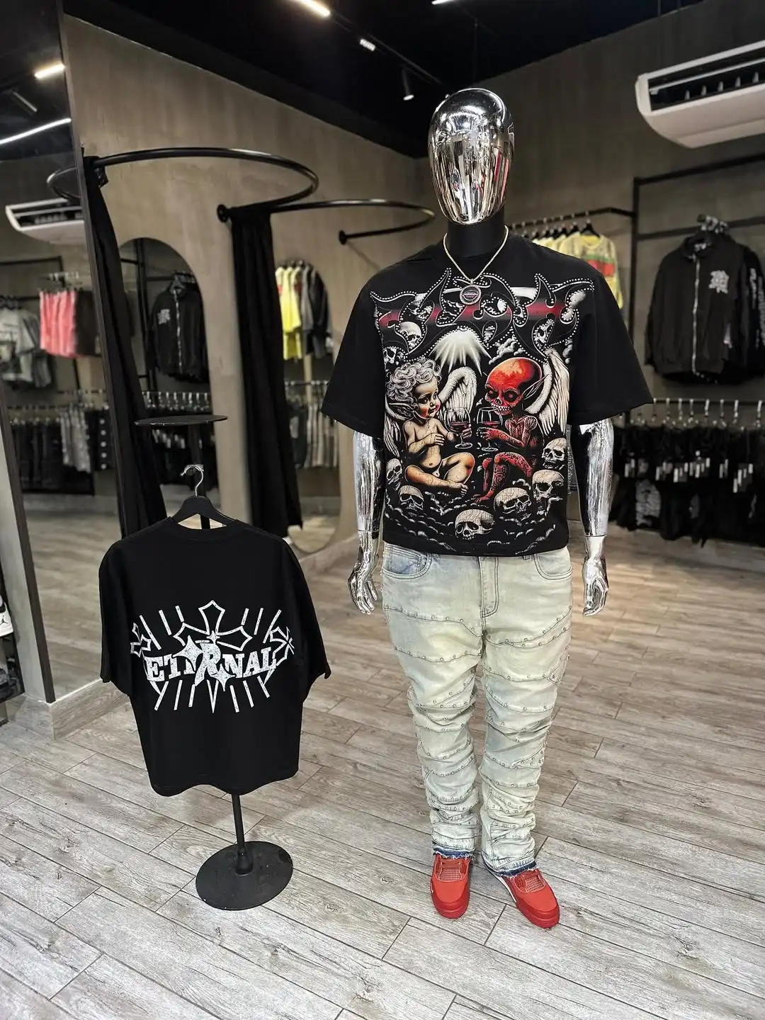 الهيب هوب الشارع الشهير اليومي خلع الملابس تي شيرت غير رسمي الاتجاه القوطي تنوعا قصيرة الأكمام للنساء بلوزات كبيرة الحجم جديد #1