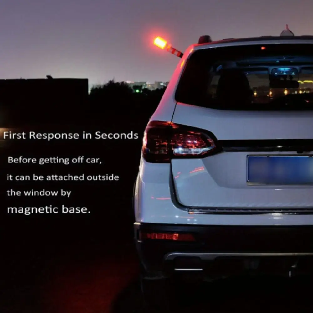 LED Light Warning Light Telescopic Baton Detachable Stand Emergency Roadside Flares Strobe Function Magnetic Base