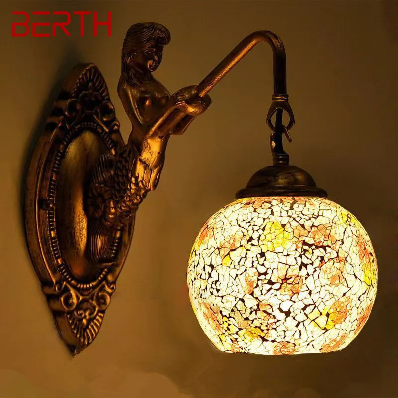 

BERTH Contemporary Mermaid Wall Lamp Personalized And Creative Living Room Bedroom Hallway Bar Decoration Light