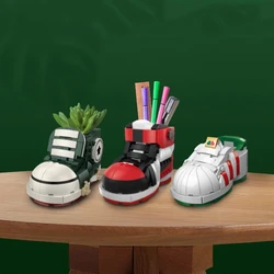 DIY Building Block Boys Sport Basketball Shoes Sneakers Model Pen Container Buliding Bricks Toys Assembly Bricks Toy Kids Gift