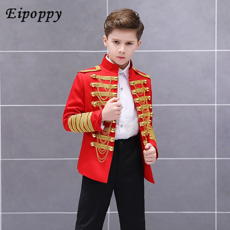 Costume da palcoscenico per abiti militari con nappe in stile europeo per ragazzi