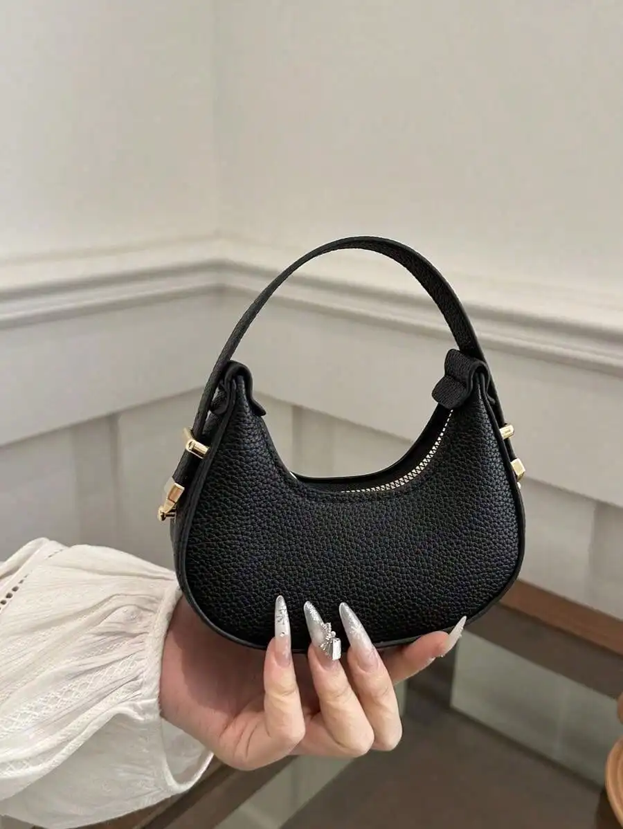 Niedliche Mini-Halbmond-Umhängetasche mit Leopardenmuster – modische, leichte FW-Damenhandtasche