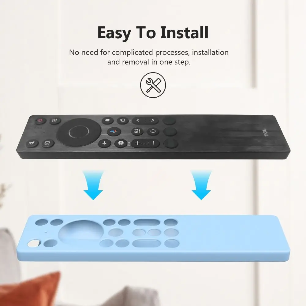 Silicone Remote Control Case Non-Slip Anti-scratch Remote Protective Cover with Lanyard Shockproof for TCL RC933A
