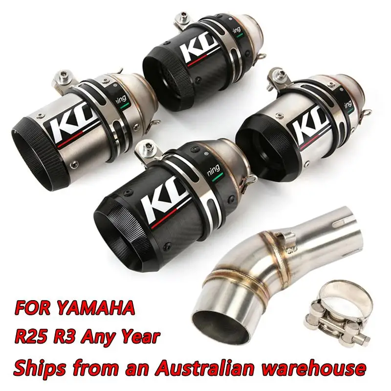 FOR YAMAHA R25 R3 Any year Motorcycle Exhaust Pipe Escape Muffler Mid Link Pipe Connect Tuber Without DB Killer Slip On 51MM