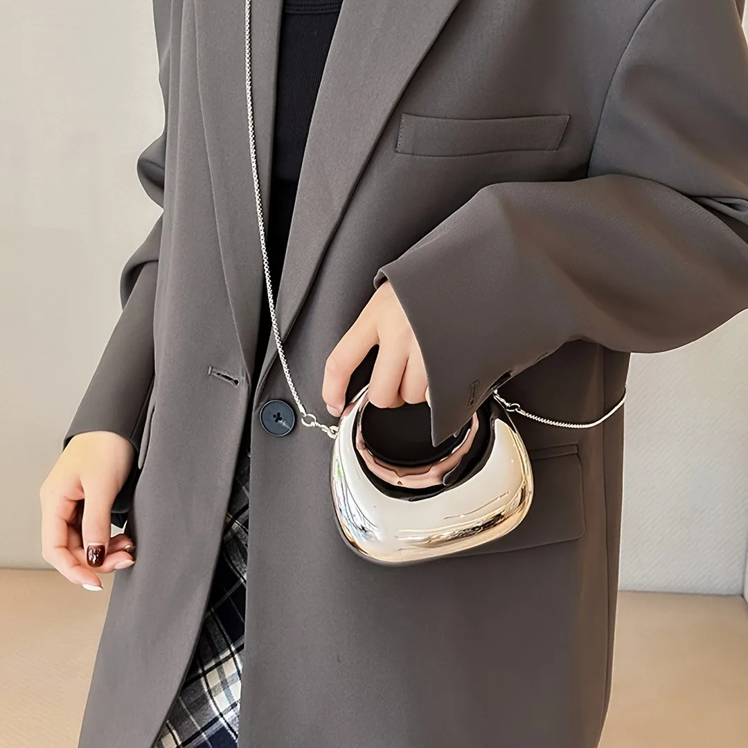 Mini goldene Abendtasche, Geldbörsen und Handtaschen, luxuriöse Designer-Umhängetaschen, lustige Form, Party, Hochzeit, glänzende Clutch aus Acryl – Detail 14