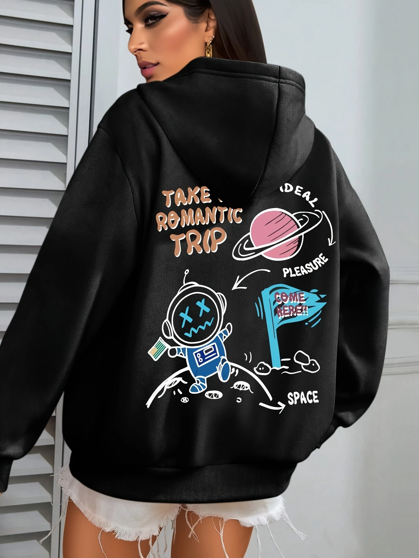 

Sky Graffiti Graphic Printing Autumn and Winter Cotton Men's and Women's Hoodies Casual Outdoor Street Sports Loose Training