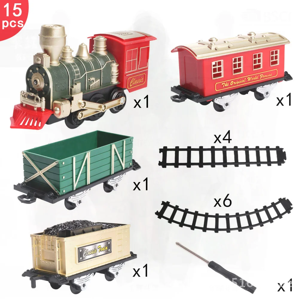 Retro Mini Electric Train Toy for Kids - Christmas Gift Boy Car Remote Control Railway Track Set for Children 4-6 Years Old