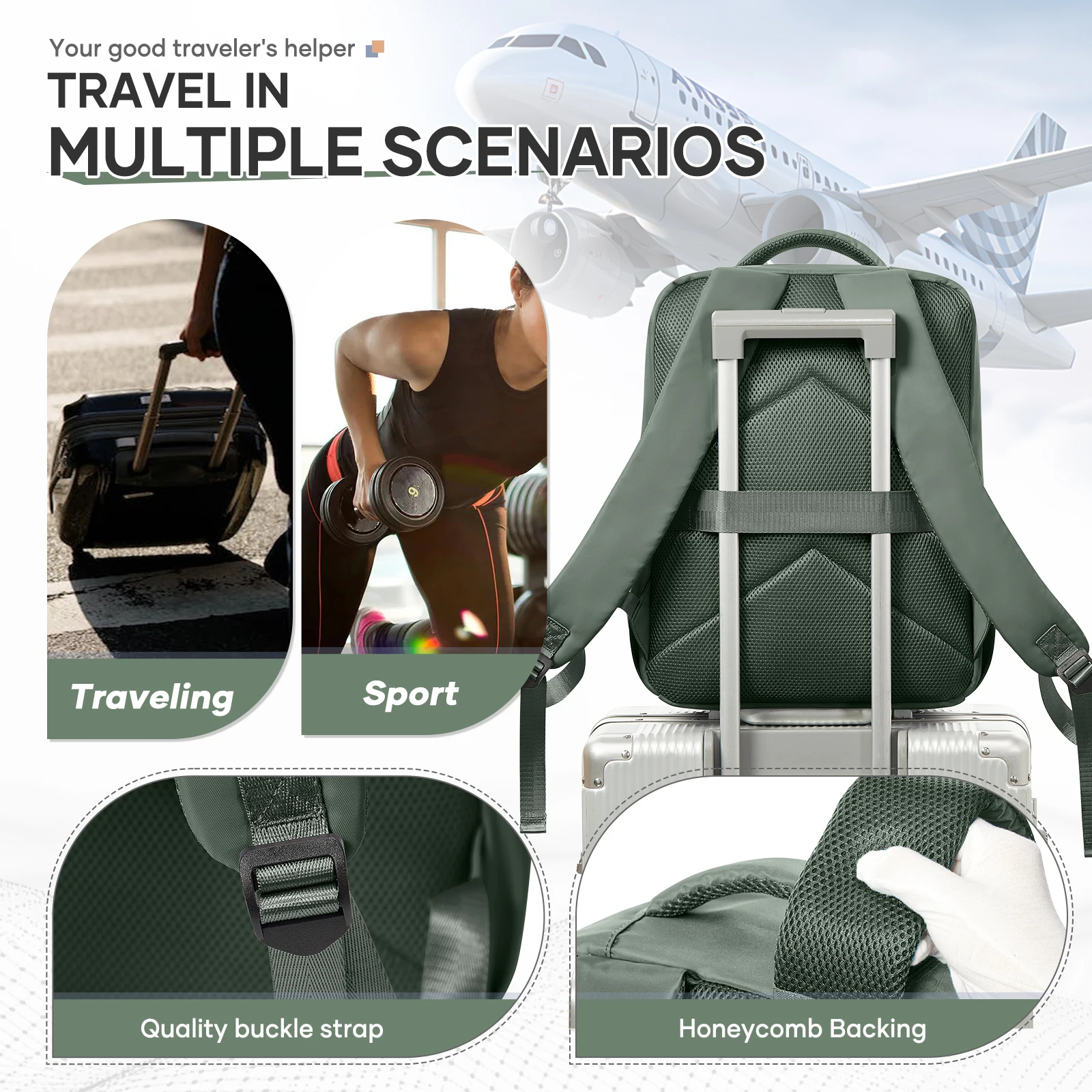 حقيبة ظهر Ryanair 40x30x20 للسفر مع مضخة، حقيبة سفر للكمبيوتر المحمول مقاس 15.6 بوصة، حقيبة تخزين