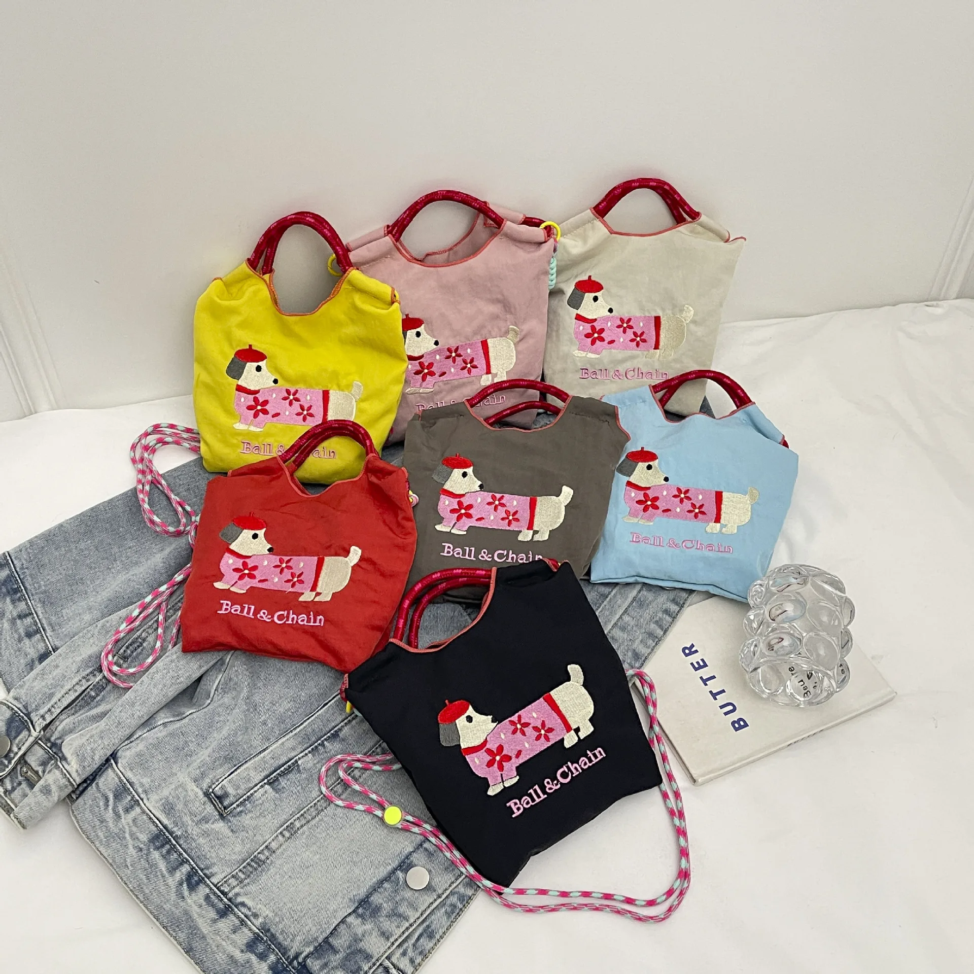 

Popular Cute Dachshund Dog Ball Chain Cloth Bag Japanese Women's Bag Trend Handbag Versatile Shoulder Messenger Bag