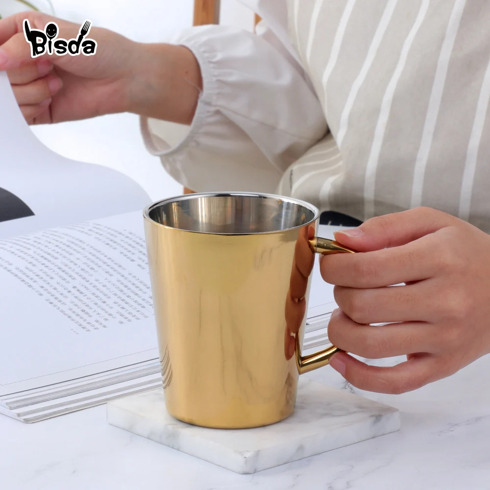 Double Layer Stainless Steel Mug, Gold Coffee, Milk Cups, Cocktail Wine Cup, Metal Drinking Mugs, Bar Drinkware, 1/3 pcs