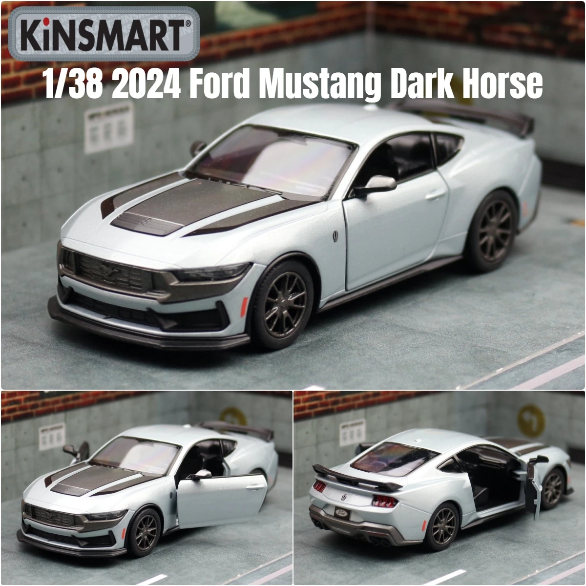 KiNSMART おもちゃの車モデル 1/38 2024 フォードマスタングダーク