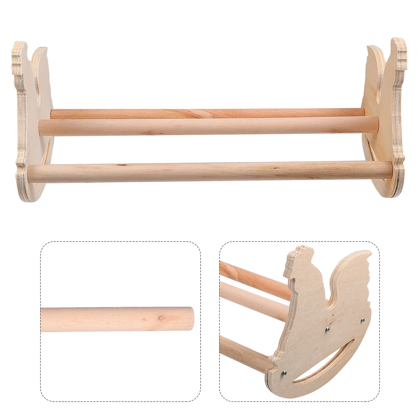 

1pc Chicken Shape Wooden Standing Rack For Pet Chicken Supplies, Rooster Hen Perch Rod, Bird Stand Holder, Coop Roosting