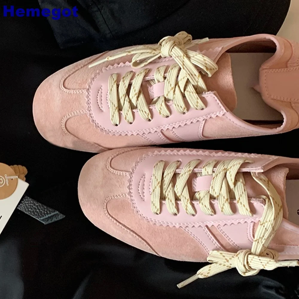 Round Toe Sports Casual Shoes 2024 Summer New Mixed Color Lace-Up Street Style Flat Shoes Fashion Women Ballet Shoes