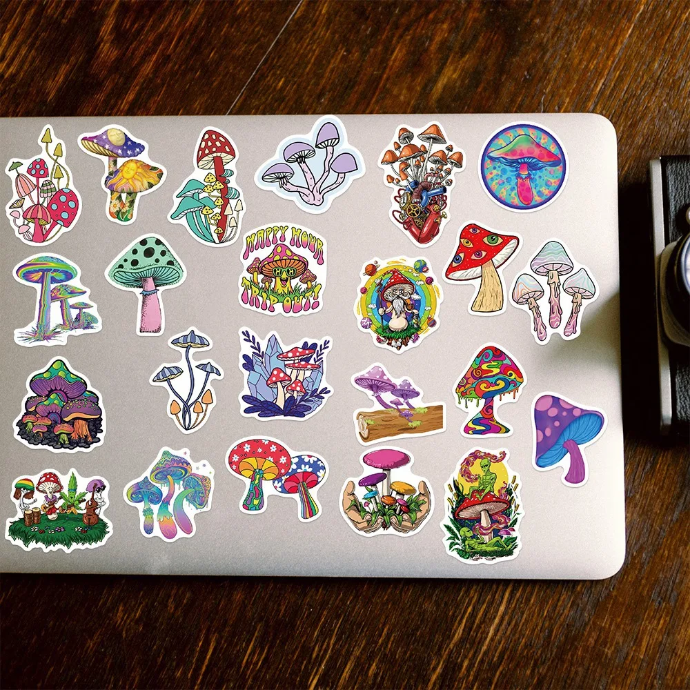 10/30/52Pcs Color Mushroom Waterproof Graffiti Sticker Aesthetic Decorative Luggage Laptop Phone Diary Scrapbook Kids Stickers