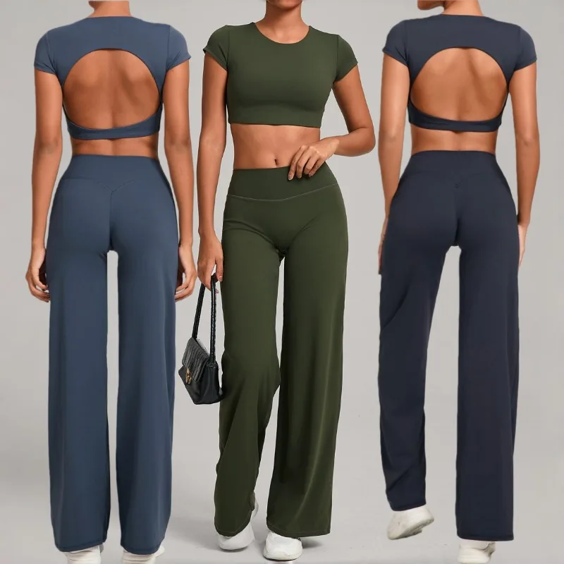 

Women's Slim Yoga Suit Set Beautiful Back Tight Fitting Quick Drying Exercise Set Outdoor Running and Fitness Suit