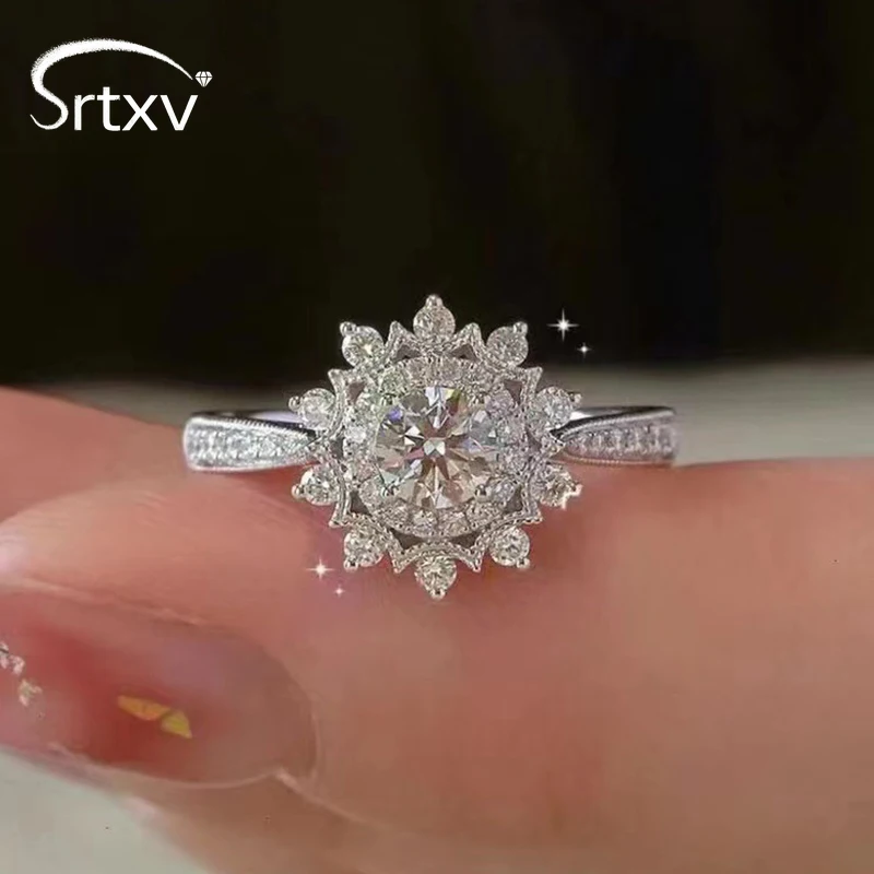 

Real 1CT D Color VVS Moissanite Rings for Women S925 Sterling Silver Wedding Promise Band Engagement Birthday Party Gift Jewelry