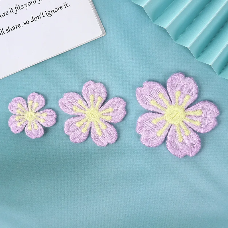 15pcs Hand-woven Five Petals Cherry Blossom Patch DIY Wreath Headdress Shoes Bag Decoration Accessories