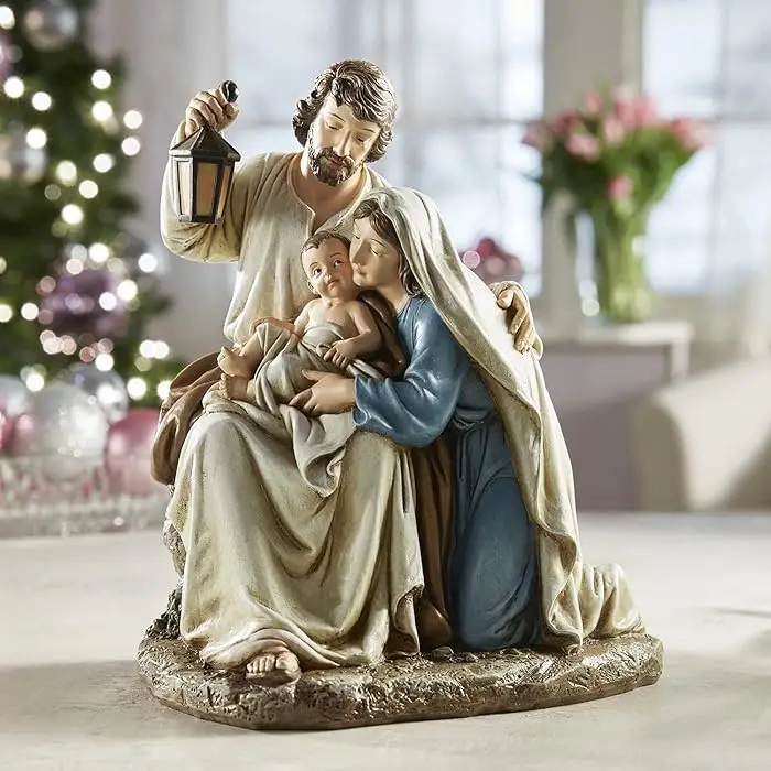 Feast and Christmas resin figurine, 9.25 inches, Holy Family