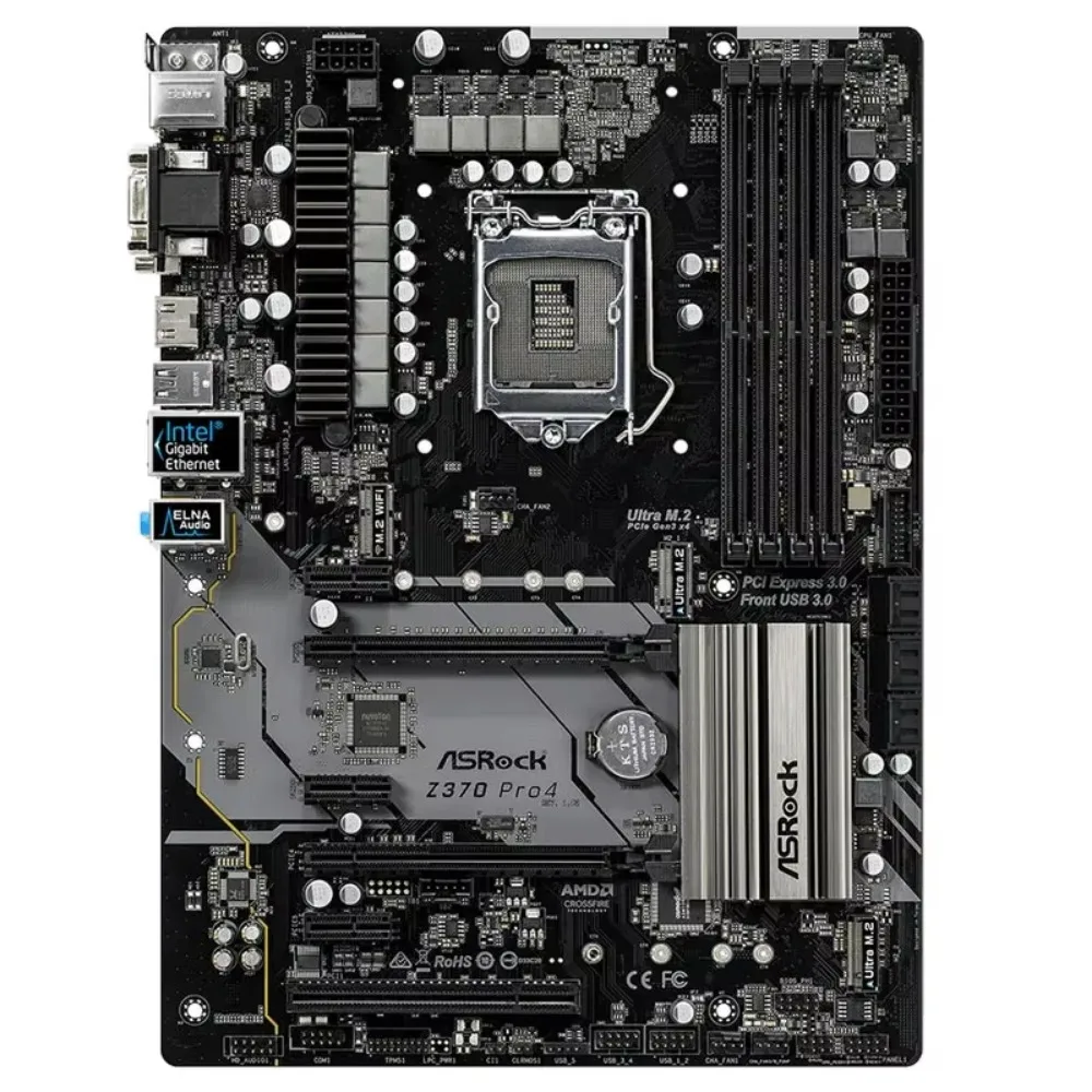 ASRock Z370 Pro4 Motherboard LGA1151, Support 8th/9th Gen Intel Core CPU, 4×DDR4, M.2 NVMe,HDMI DP, ATX Desktop Gaming Mainboard