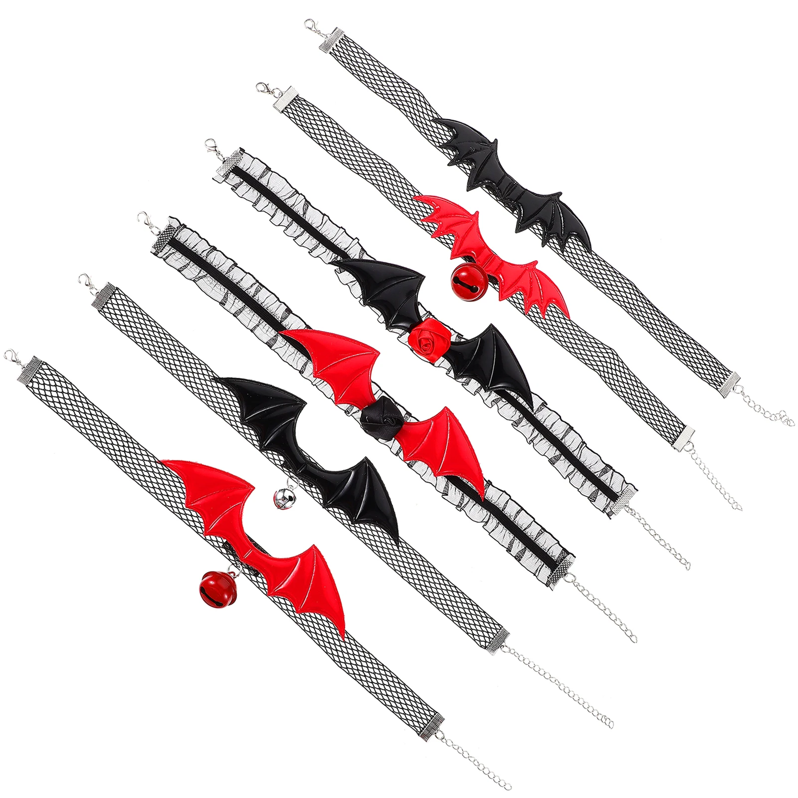 

6 Pcs Halloween Necklace for Women Bat Ring Choker Necklaces Women's Collar