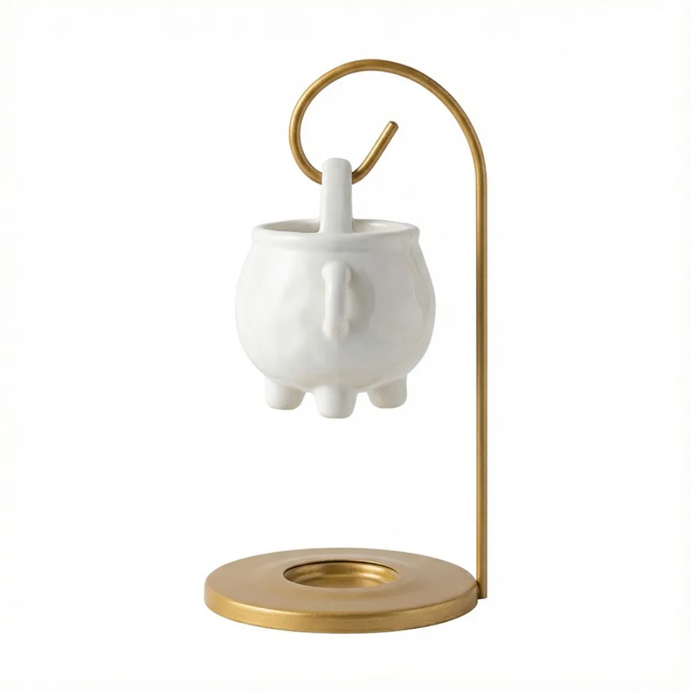 Moon Aromatherapy Stove Iron Material Hanging Design Essential Oil Burner Ceramic Stove Table Centerpiece Tealight Holder