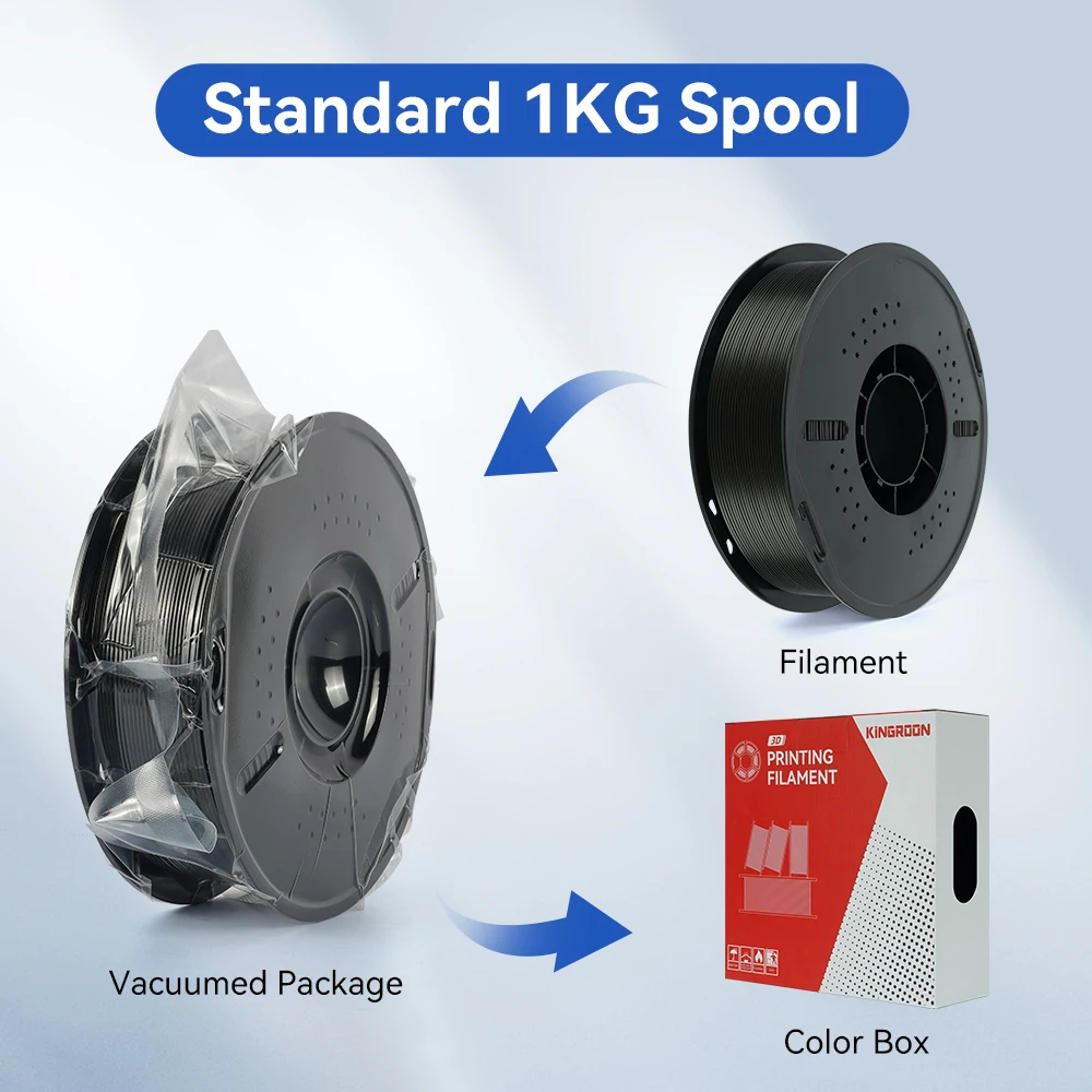 KINGROON filamen PLA 1.75mm 5/10KG plastik pla untuk Printer 3D, filamen cetak 3D standar 1kg/rol warna campuran pengiriman lokal