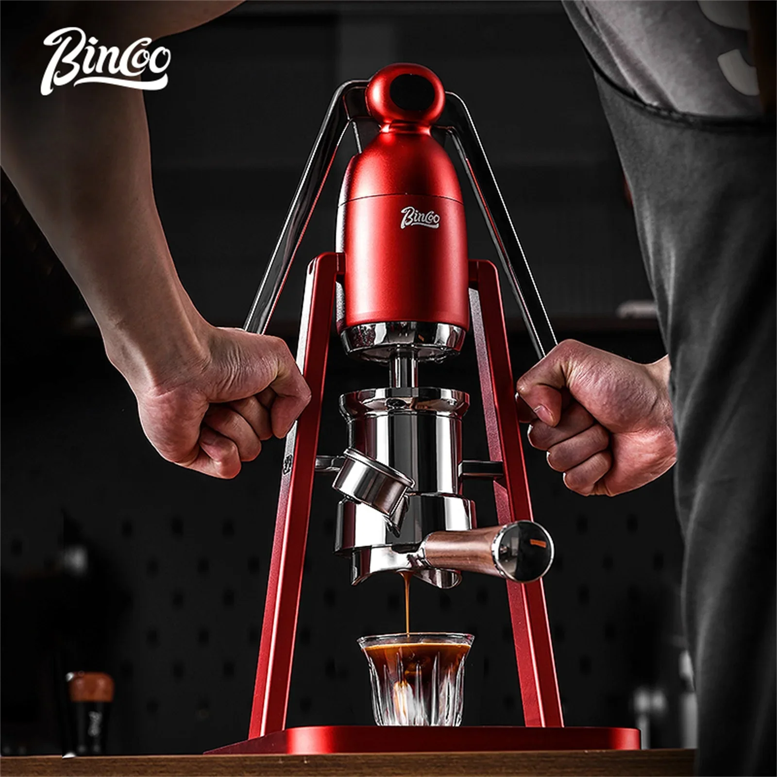 

Bincoo Hand Pressed Coffee Machine Double Pull Rod Manual Italian Concentrator Extraction Small Household Semi Automatic Maker