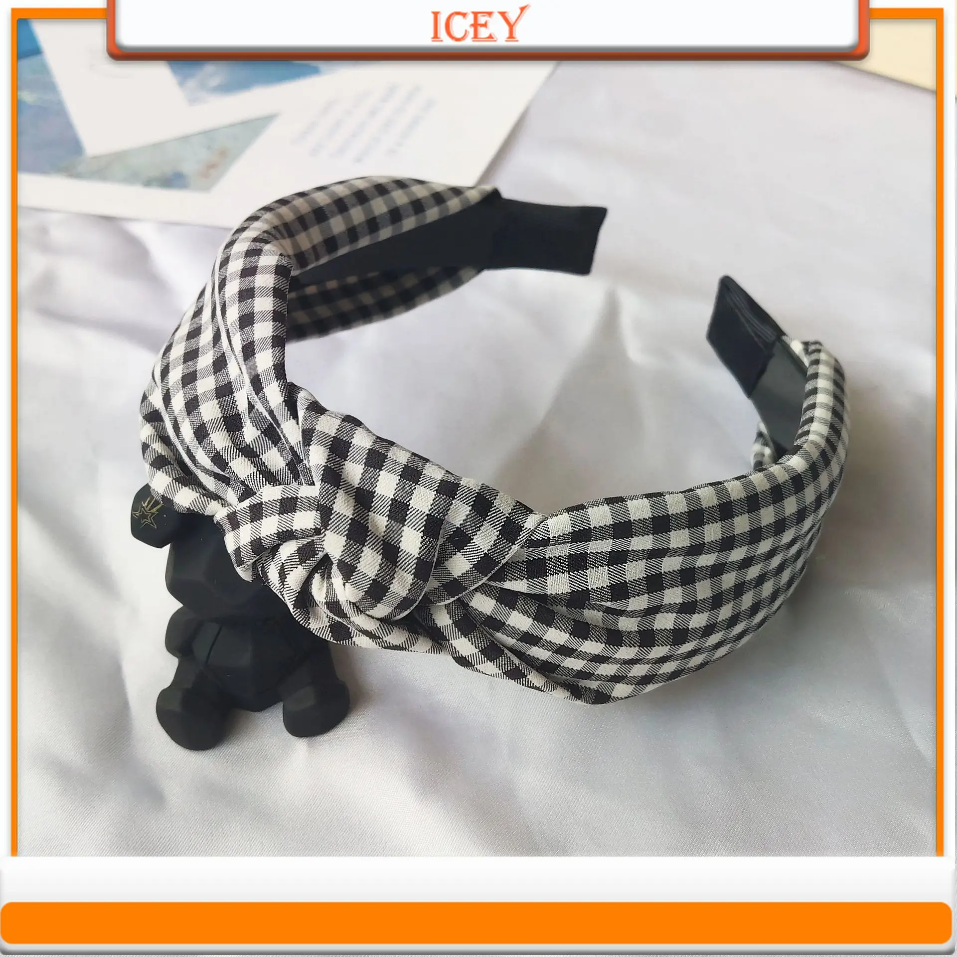 1pc Bow Headwear Academy Style Knot Wide Edge Cross Anti Slip Headband for Women\'s Fabric Headband Hair Accessories