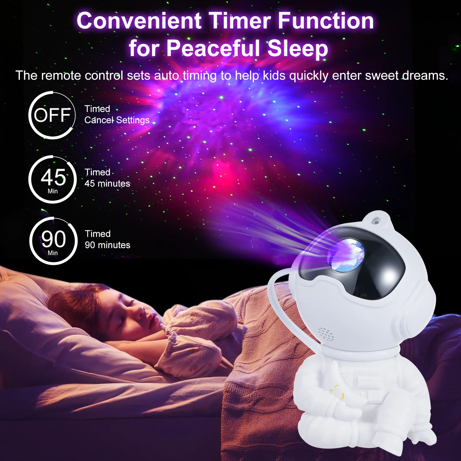 Astronaut Star Galaxy Projector Starry Nebula Projection Light Bedroom Decoration Night Light Rotatable Head Ceiling LED Lamp