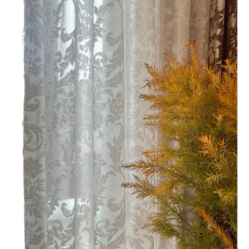 European-style Phoenix Flower Window Screen Three-dimensional Relief Velvet Screen Living Room Balcony High-end Window Screen