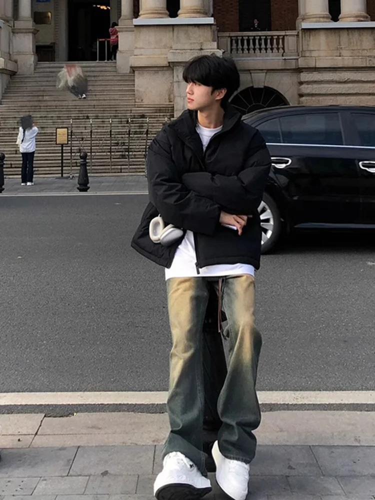 

Bla Stand Collar ort Thiened Men's down Cotton Jaet Winter Warm American Sle Cleanfit Two Cotton Outerwear Coat