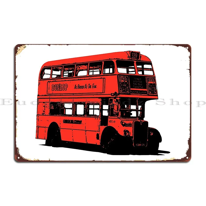 vintage red double decker london bus Metal Plaque Poster Create Party Decoration Print Garage Tin Sign Poster