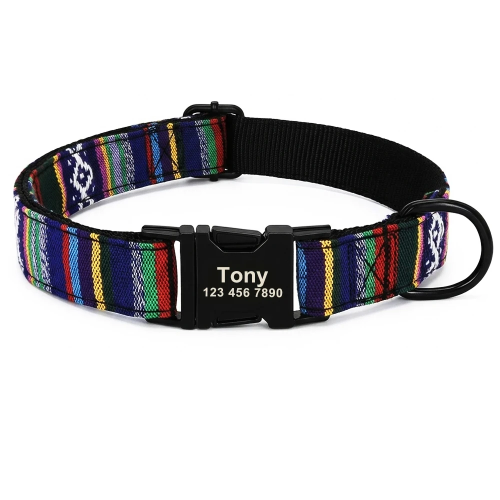 Individuelles Hundehalsband aus Nylon, Kostenlos Graviertes Haustier-ID-Halsband mit Namensschild, Verstellbare Schnalle für Kleine, Mittlere und Große Hunde – Detail 4
