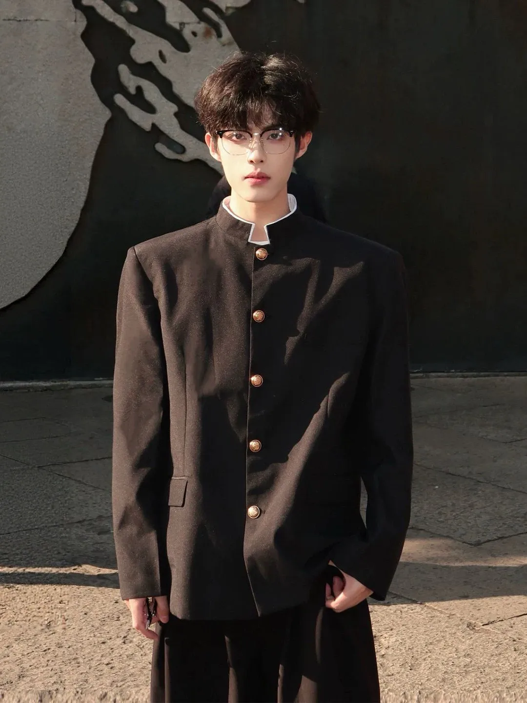 

New Chinese Sle Bla oulder Pad Men's Suit Jaet Spring Autumn Haome High End DK orm Engagement Zhongan Suit