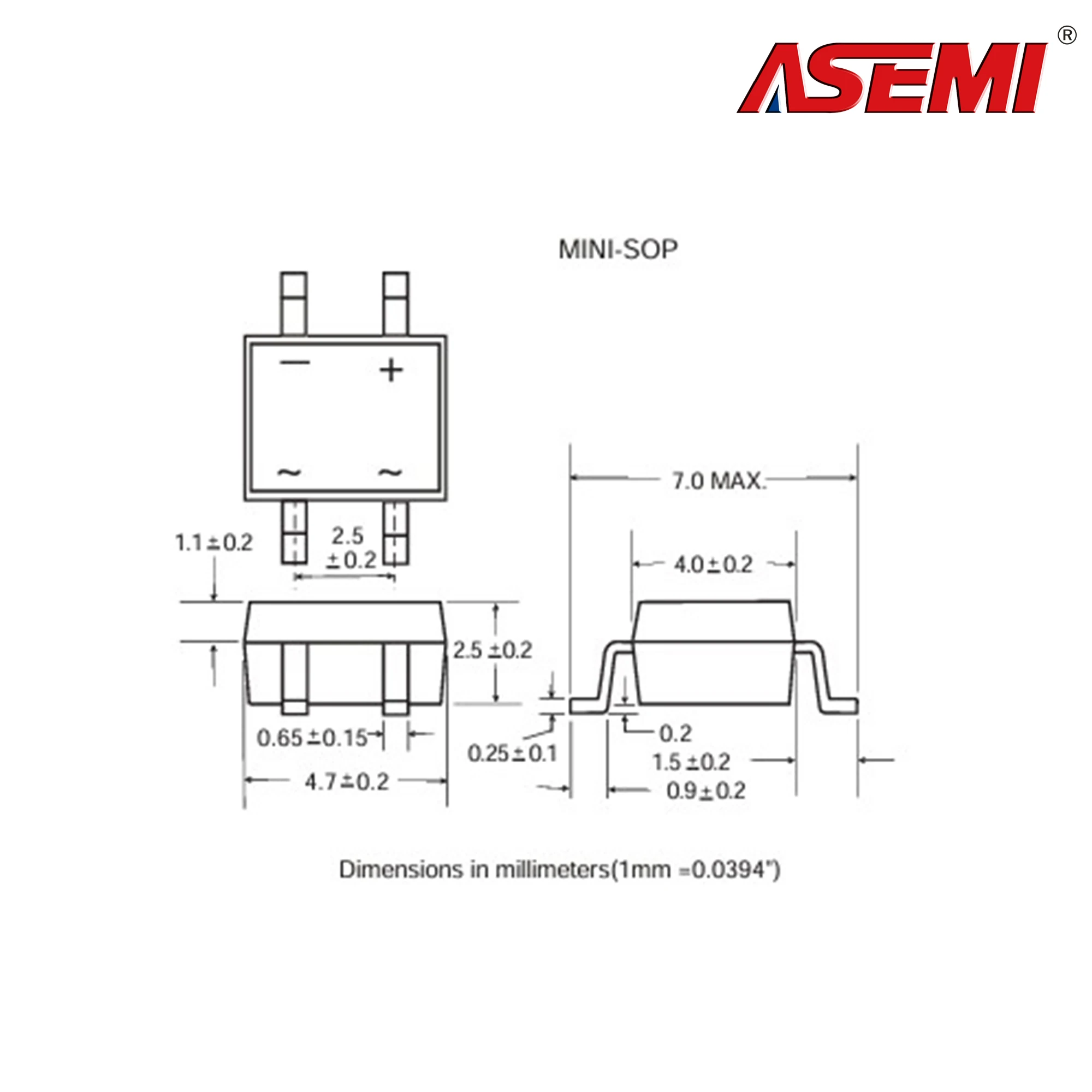 50PCS MB10S Bridge Diode Rectifier 1A 1000V Brand New ASEMI