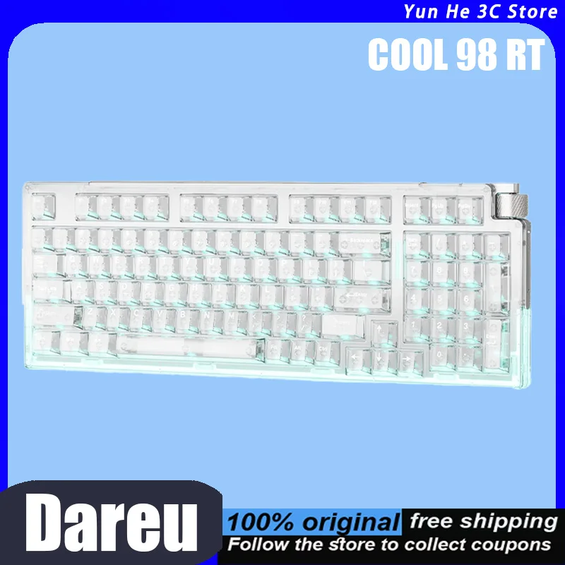 Dareu COOL 98 RT Magnetic Keyboard Esports Customizable Star Ring Lighting Transparent Keyboard 98 Keys White  Transparent wired