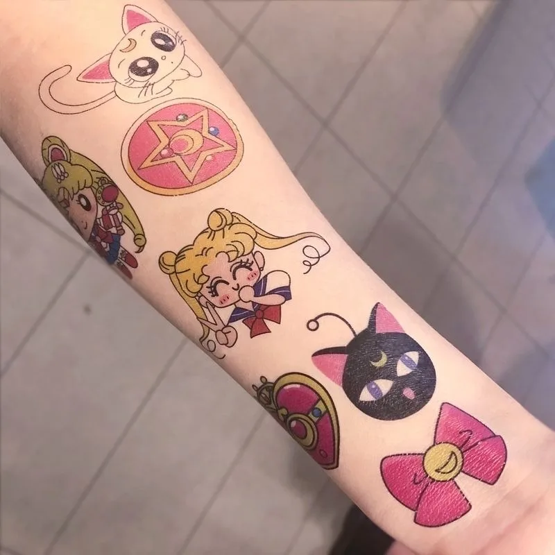 

Sailor Moon Anime Cartoon Water Ice Moon Tsukino Usagi Kawaii Lasting Waterproof Colour 10PCS Tattoo Flower Arm Stickers