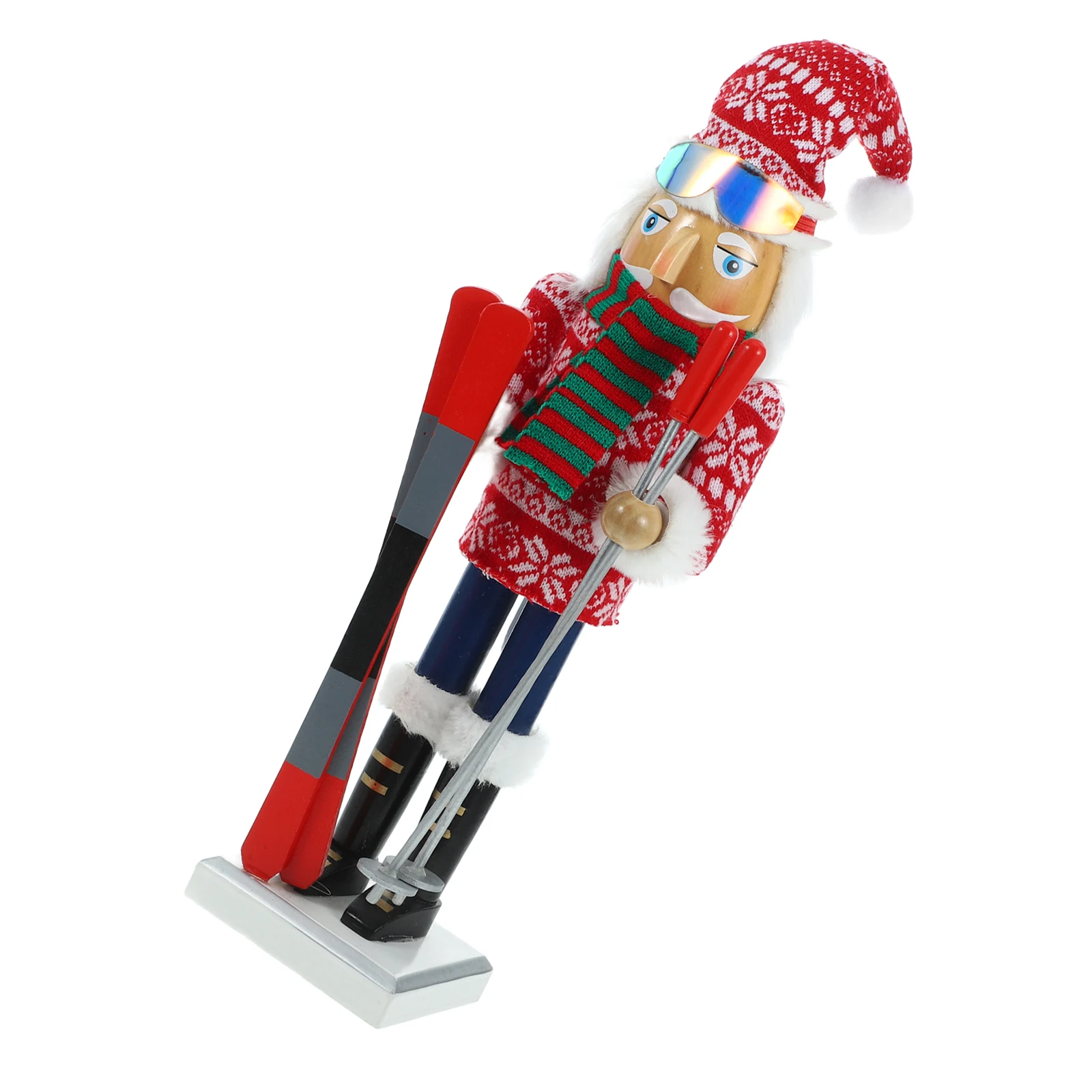 

Scarves Ski Boy Craft 38CM Striped Scarf Snowboard Nutcracker Decoration Christmas Party Gifts Easy Hang Unique Design Wooden