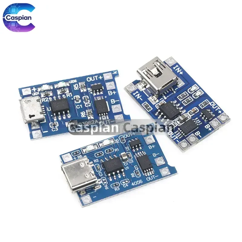 1PCS 5V 1A Micro USB 18650 type-c Lithium Battery Charging Board Charger Module+Protection Dual Functions TP4056 18650