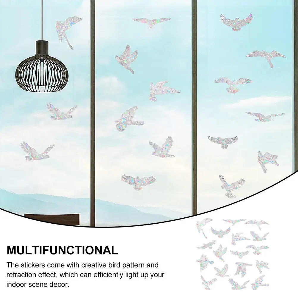 

1 Sheet Indoor Window Decal Creative Bird Shaped Sticker Refraction Window Ornament Simple Design for Home Office Dorm