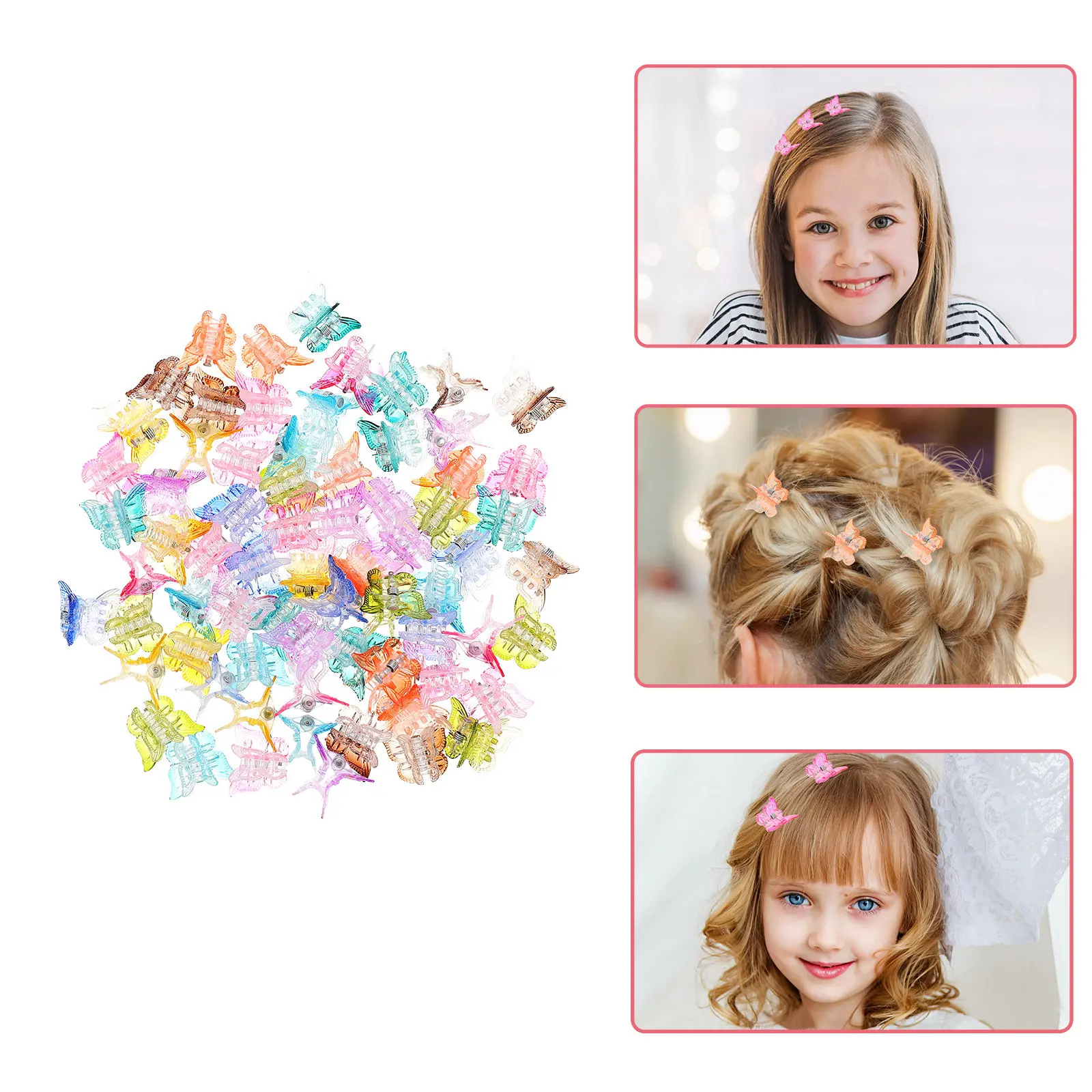 

80 шт. заколок-бабочек для волос, маленькие пластиковые зажимы для женщин и девочек, аксессуары для умывания, макияжа и ежедневного использования
