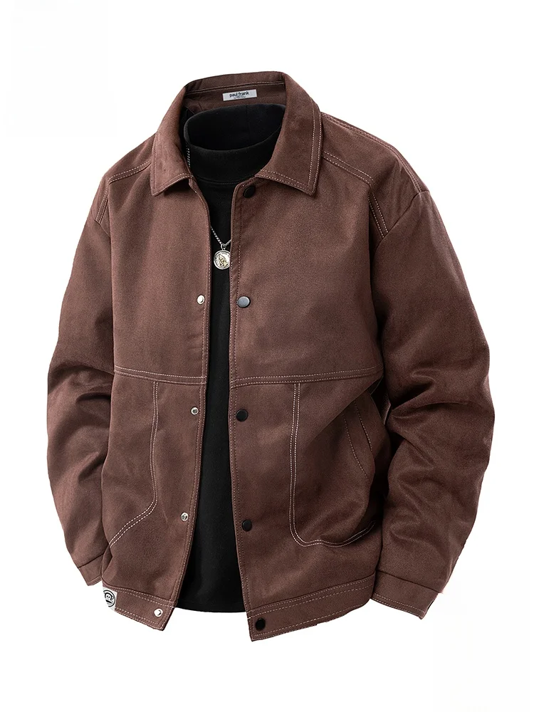 

Мужская куртка Paul Frank в стиле ретро с пэчворк-воротником, осенняя модная брендовая верхняя одежда для пар, высококачественная, с принтом обезьяны, свободного кроя