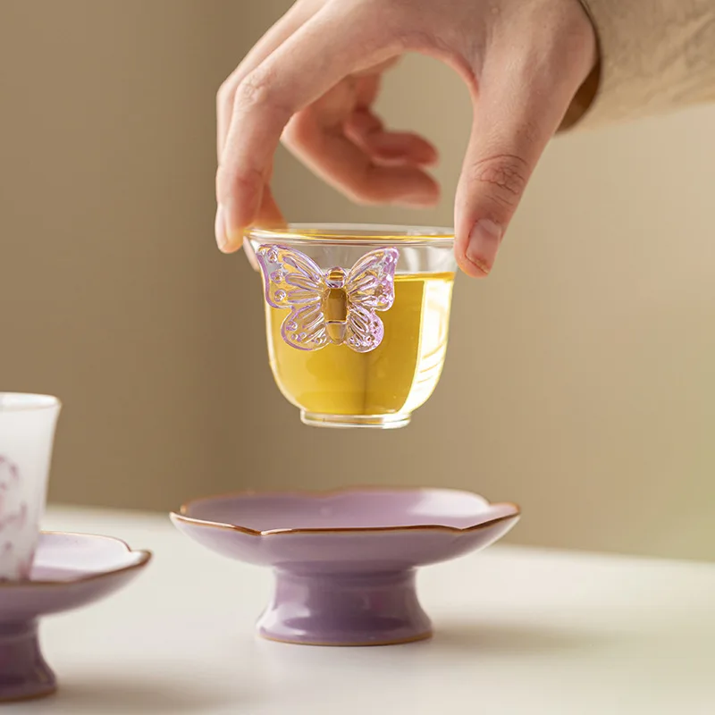Kitchen,Dining &Bar Drinkware Saucers Bauhinia blooming purple gift box cup set master cup kung fu tea set cup cup gift souvenir
