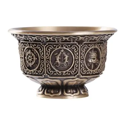 G6KF Copper Cup with Eight Auspicious Symbols for Buddhist Offerings Holy Water Cup